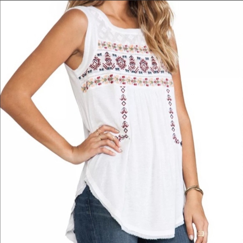 Free People Reckless Abandon Embroidered Tank Top